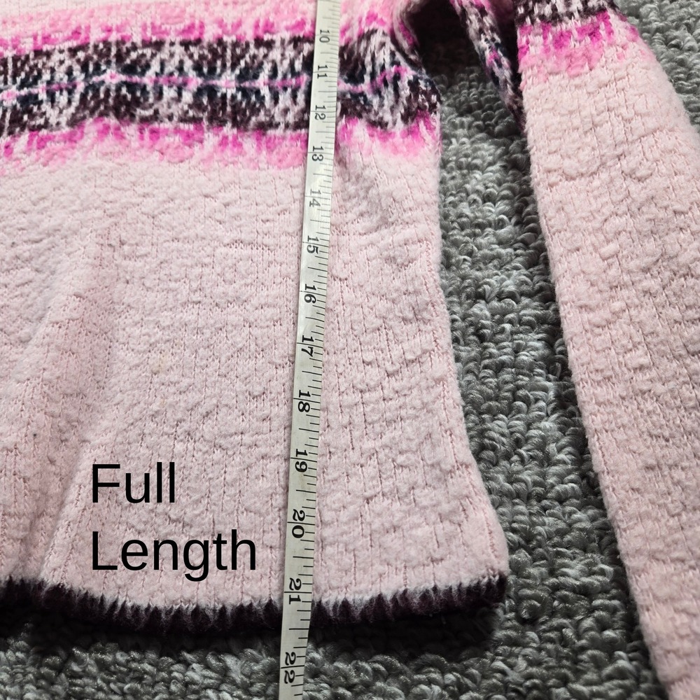 y2k Pink Fair Isle Turtleneck Sweater - Womens Small Knitwear Winter Warm - Picture 7 of 8